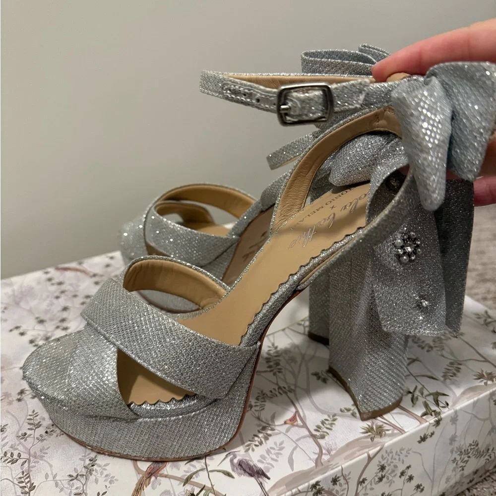 Antonio Melani x Nicola Bathie Lila Bow Heels in Silver - Picture 8 of 11